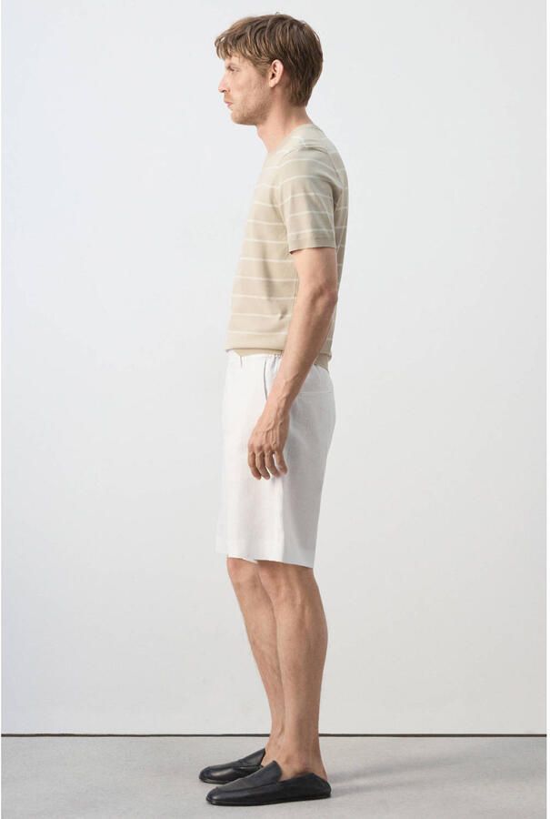 Mango Man linnen regular fit chino short naturel wit - Foto 2