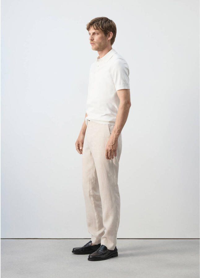 Mango Man linnen slim fit chino lichtbeige - Foto 2