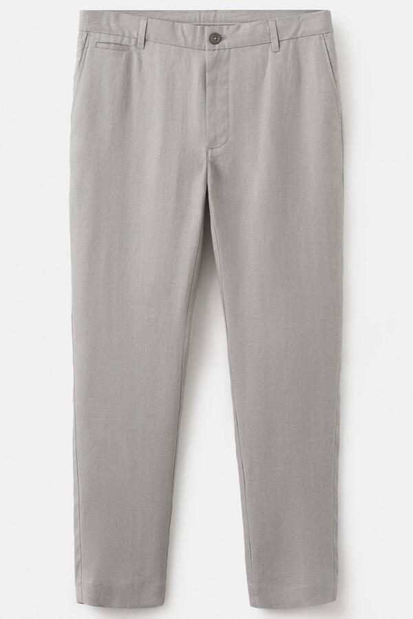 Mango Man linnen slim fit chino pastelgrijs - Foto 3