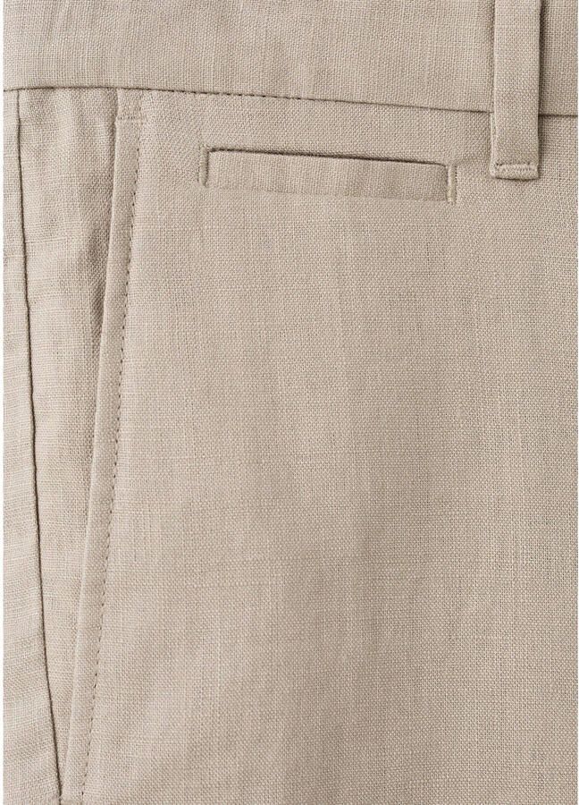 Mango Man linnen slim fit chino short middenbruin - Foto 3