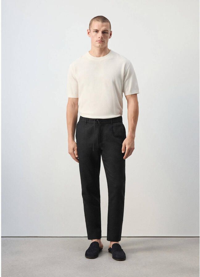 Mango Man linnen slim fit chino zwart - Foto 3