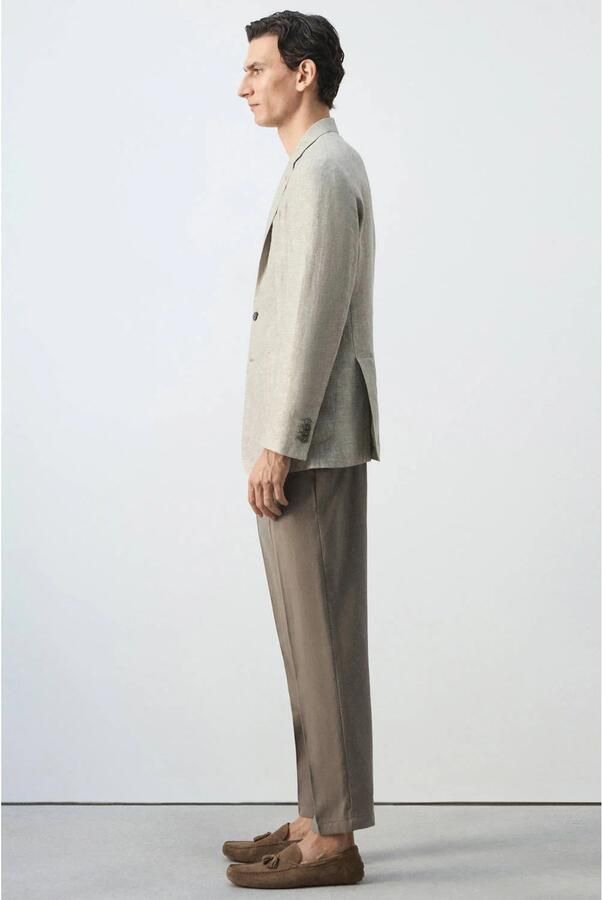 Mango Man linnen slim fit colbert beige - Foto 2