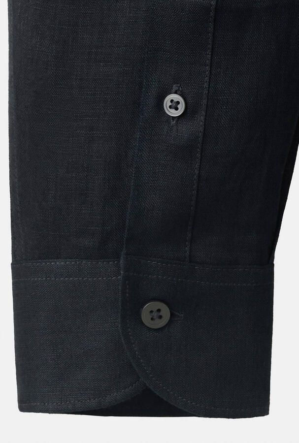 Mango Man linnen slim fit overhemd donkerblauw - Foto 3