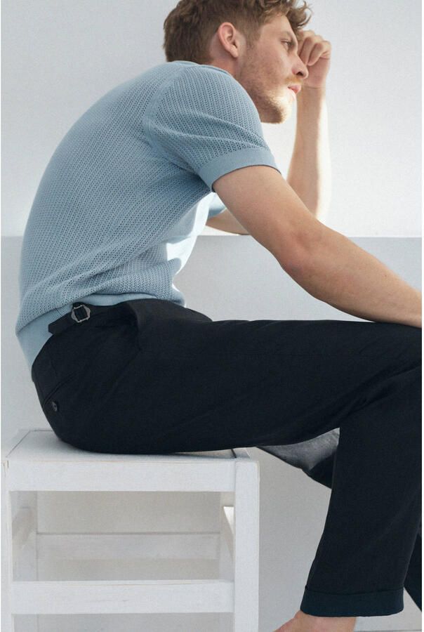 Mango Man linnen super slim fit pantalon marineblauw - Foto 3