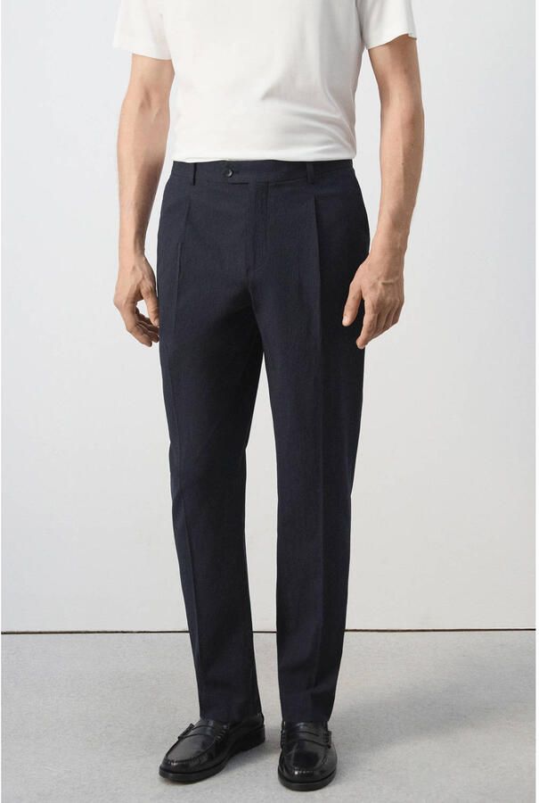 Mango Man lyocell slim fit pantalon marine