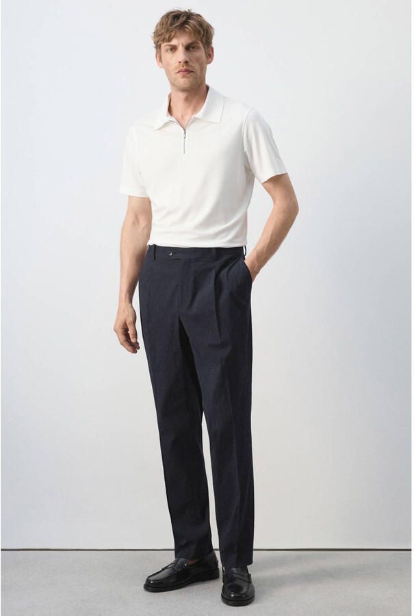 Mango Man lyocell slim fit pantalon marine - Foto 3