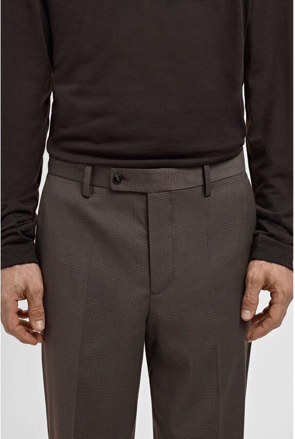 Mango Man Milan slim geruite pantalon bruin - Foto 2