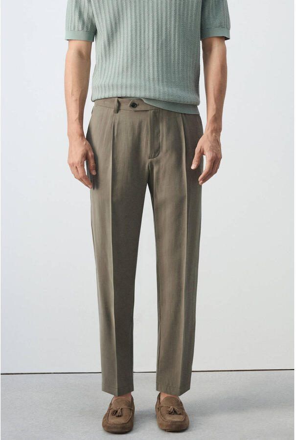 Mango Man modal regular fit pantalon middengrijs