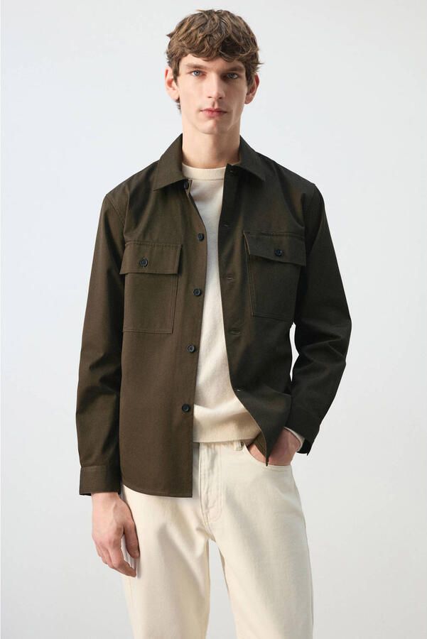 Mango Man overshirt bruin