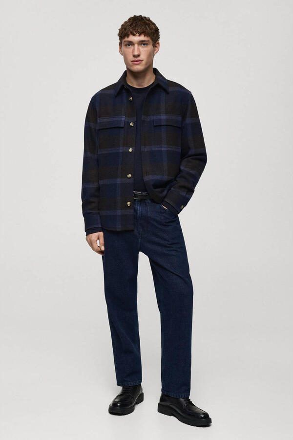Mango Man overshirt donkerblauw - Foto 2