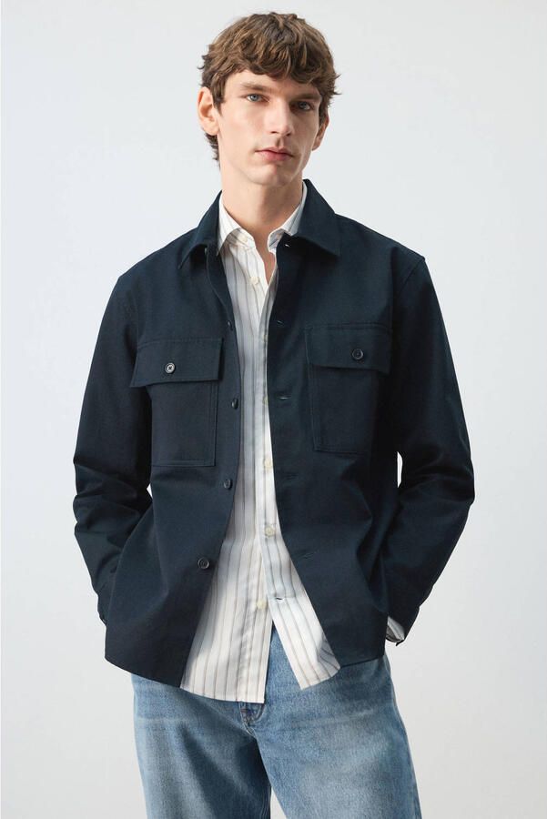 Mango Man overshirt donkerblauw