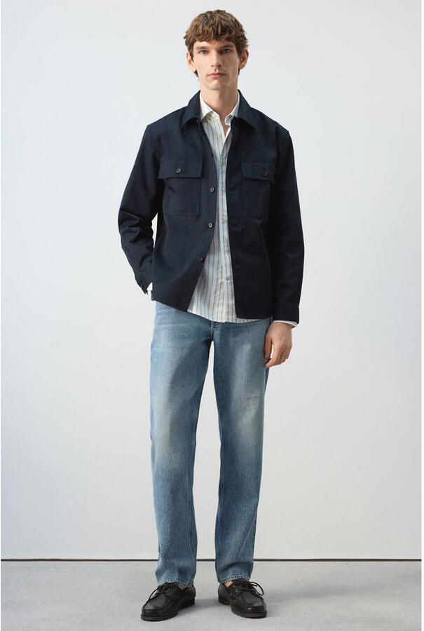 Mango Man overshirt donkerblauw - Foto 2
