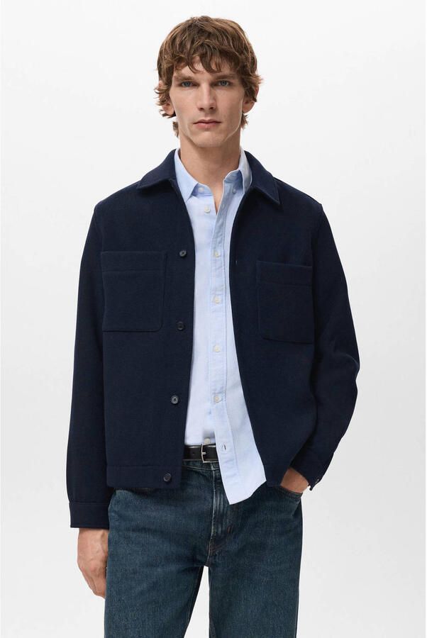 Mango Man overshirt donkerblauw