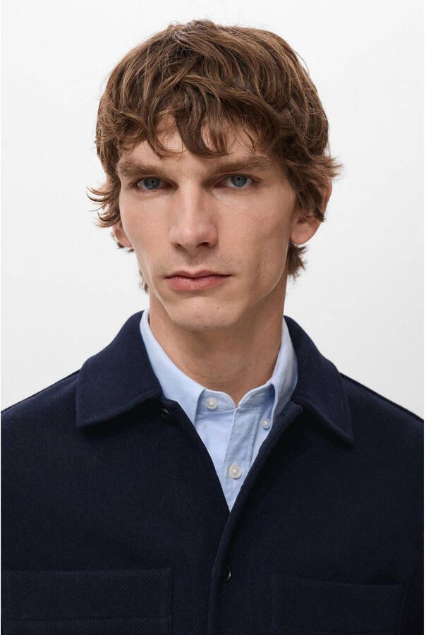 Mango Man overshirt donkerblauw - Foto 3