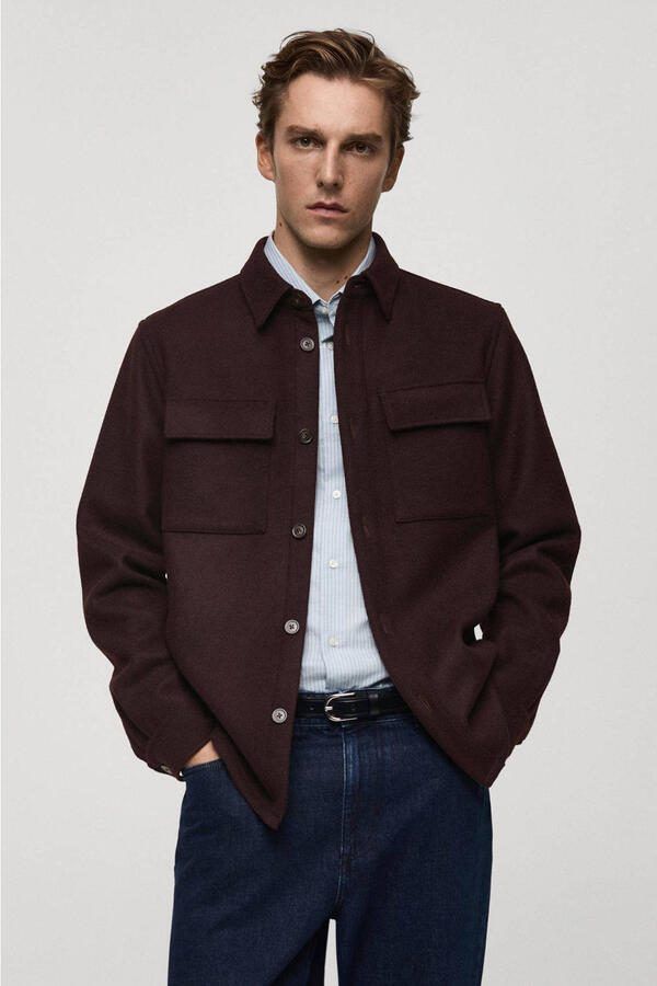 Mango Man overshirt donkerrood - Foto 3