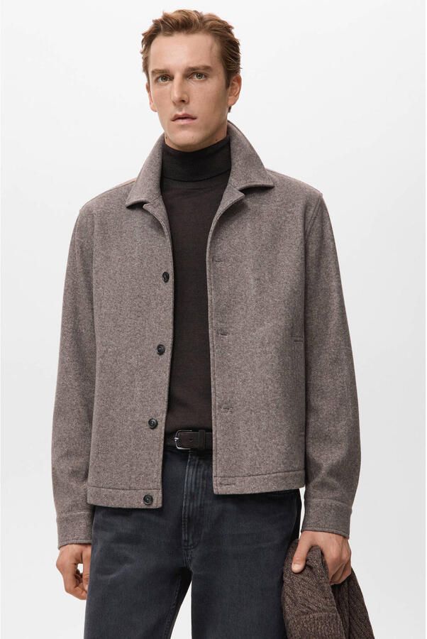 Mango Man overshirt lichtbruin