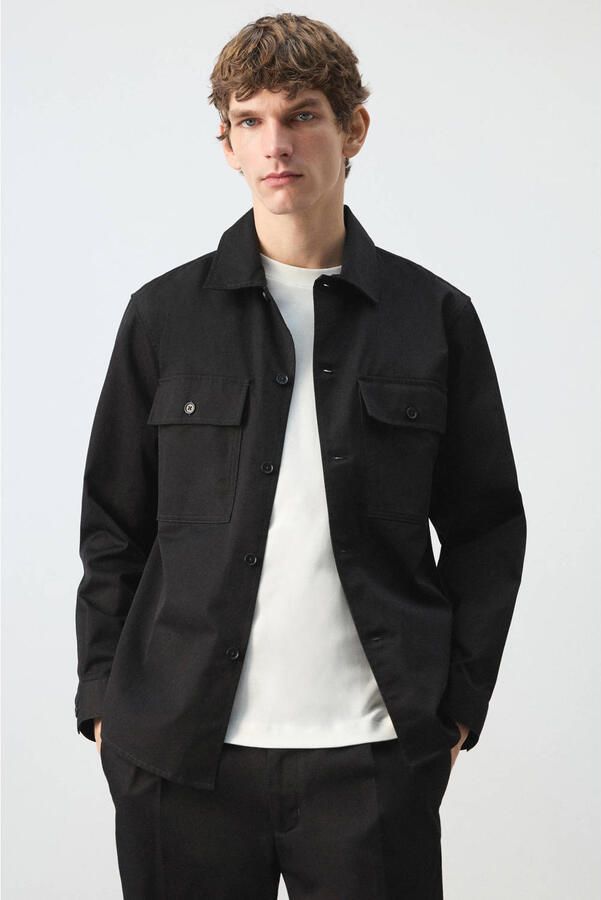 Mango Man overshirt zwart
