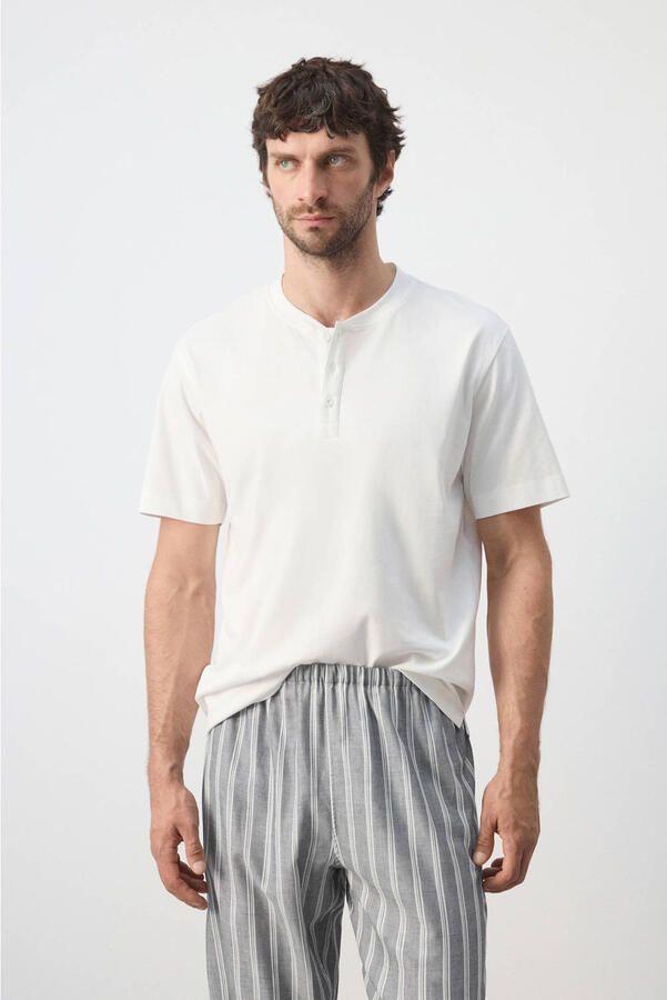 Mango Man pyjama grijs wit