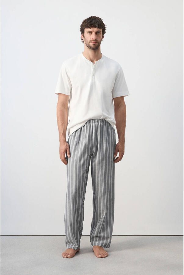 Mango Man pyjama grijs wit - Foto 2