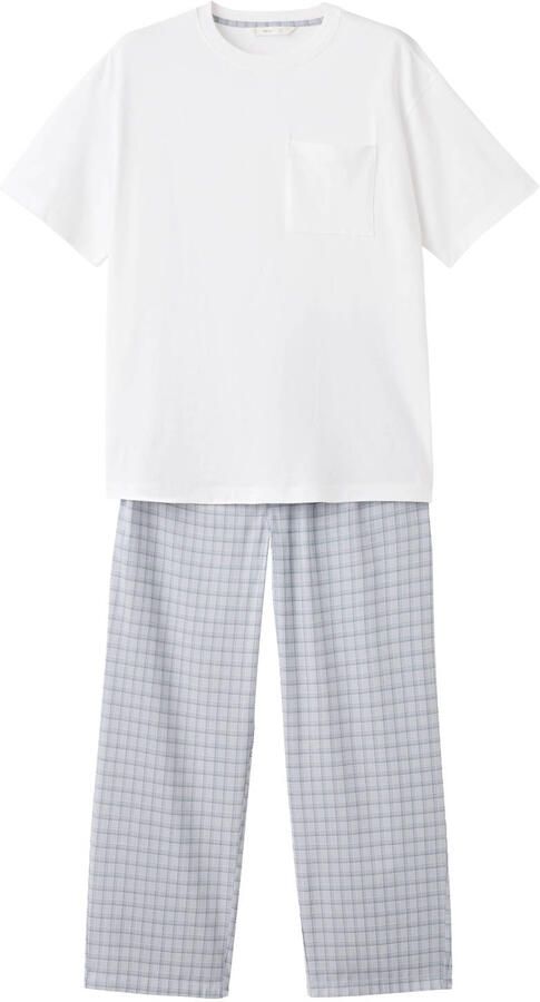Mango Man pyjama wit blauw