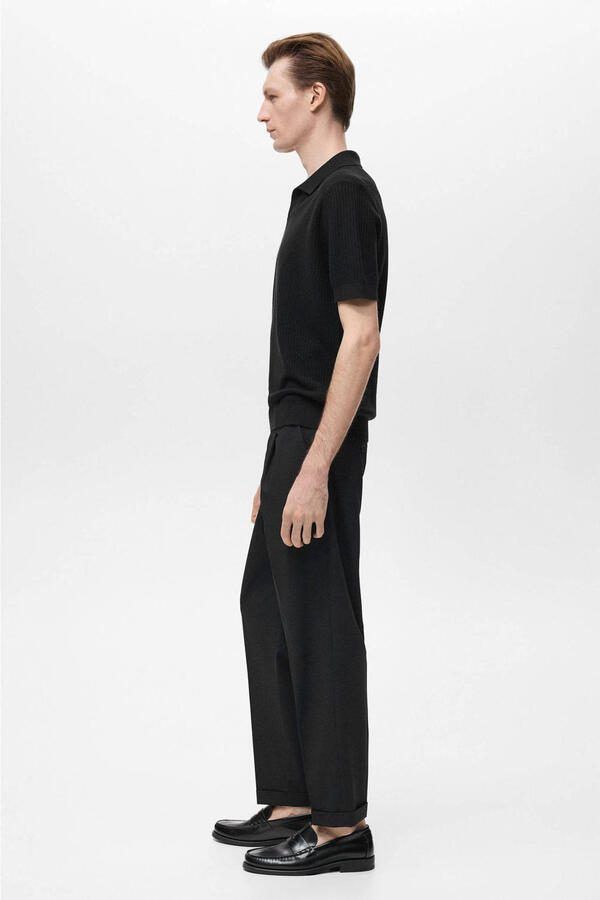 Mango Man rechtvallend polo gebreid zwart - Foto 3