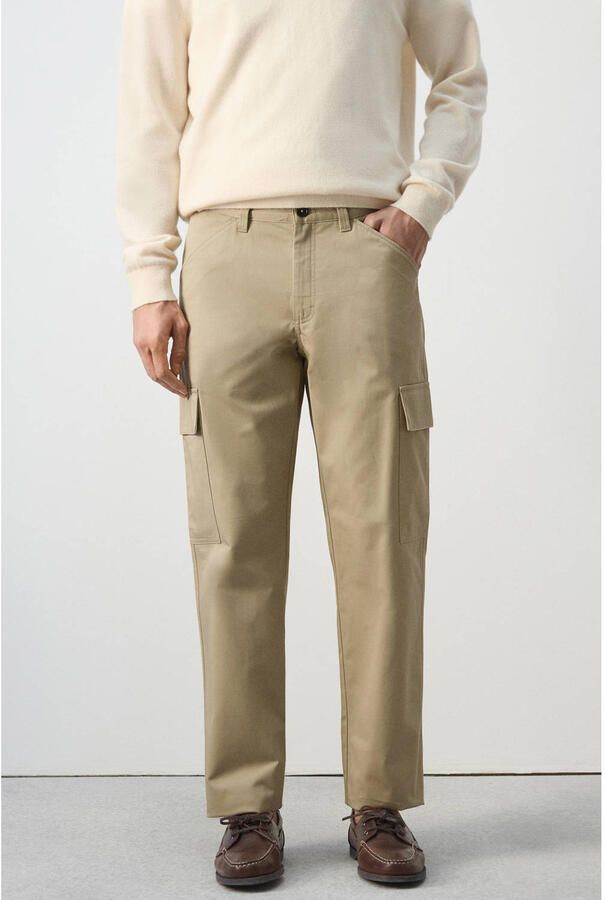 Mango Man regular cargobroek beige
