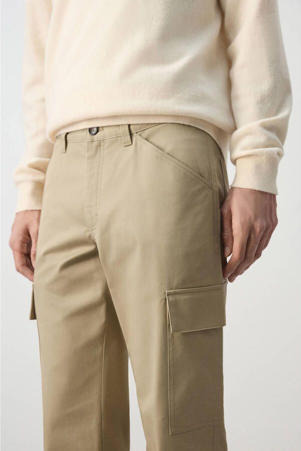 Mango Man regular cargobroek beige - Foto 3