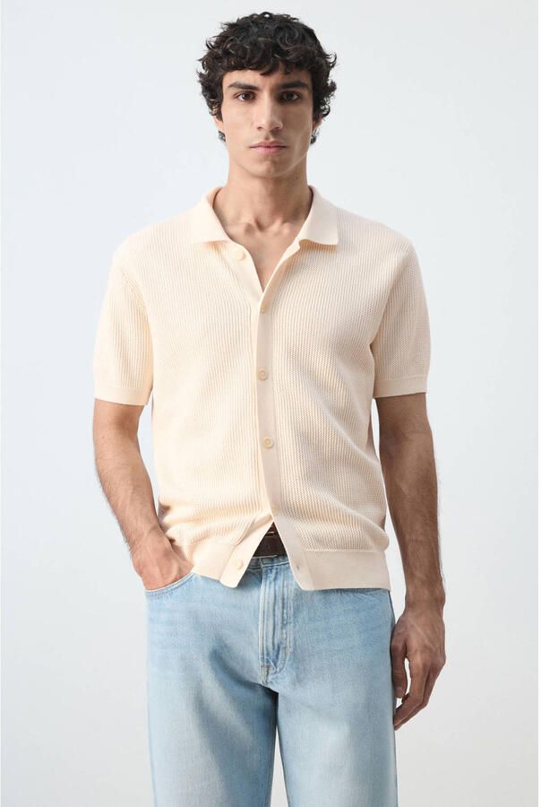 Mango Man regular casual overhemd beige