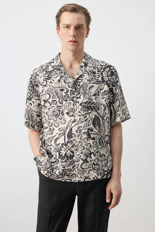 Mango Man regular casual overhemd beige