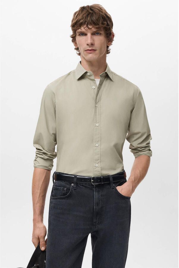 Mango Man Regular casual overhemd beige