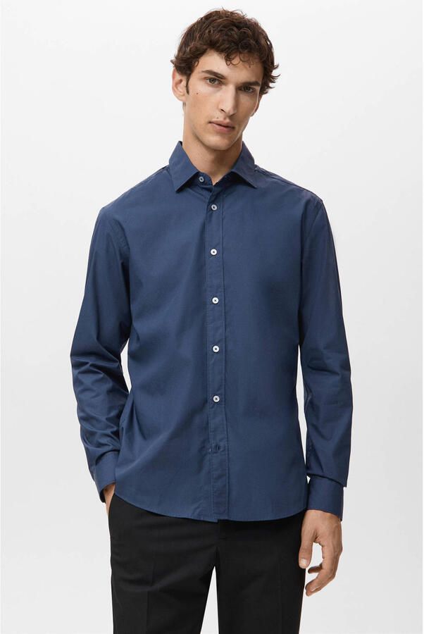 Mango Man Regular casual overhemd blauw