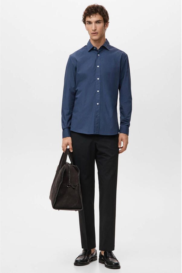 Mango Man Regular casual overhemd blauw - Foto 3