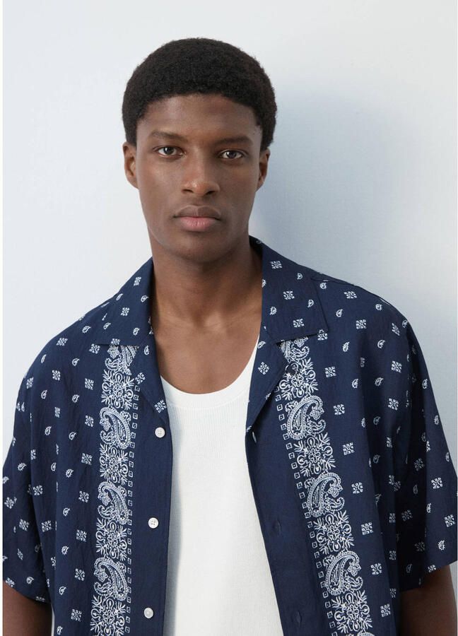 Mango Man regular casual overhemd donkerblauw - Foto 2
