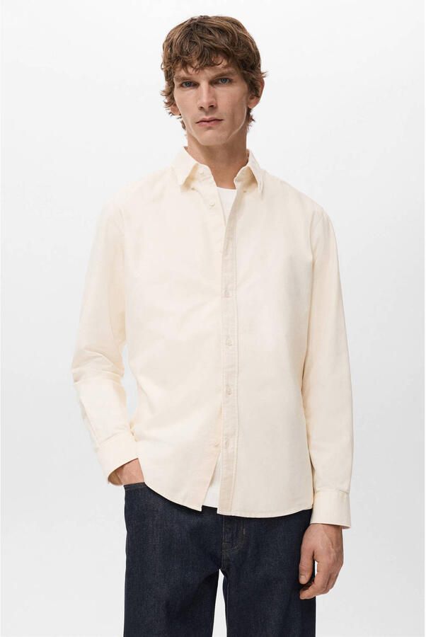 Mango Man Regular casual overhemd geel