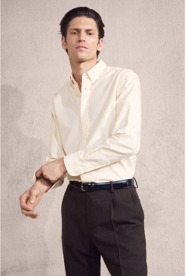 Mango Man Regular casual overhemd geel - Foto 2