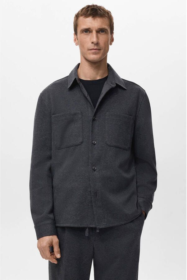 Mango Man Regular casual overhemd grijs