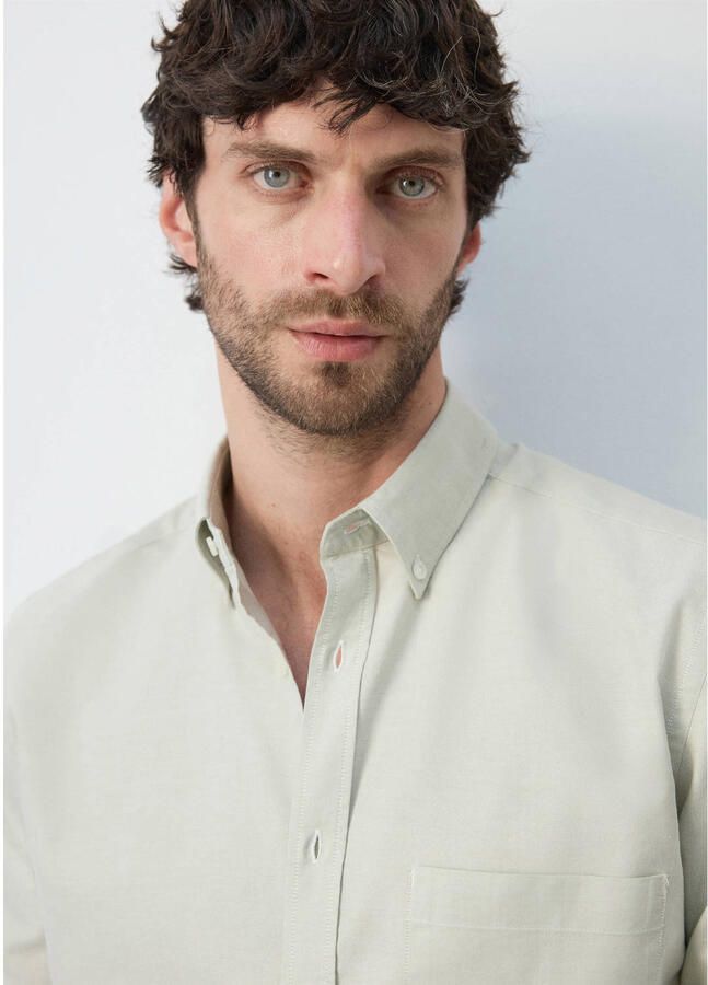Mango Man regular casual overhemd groen - Foto 2