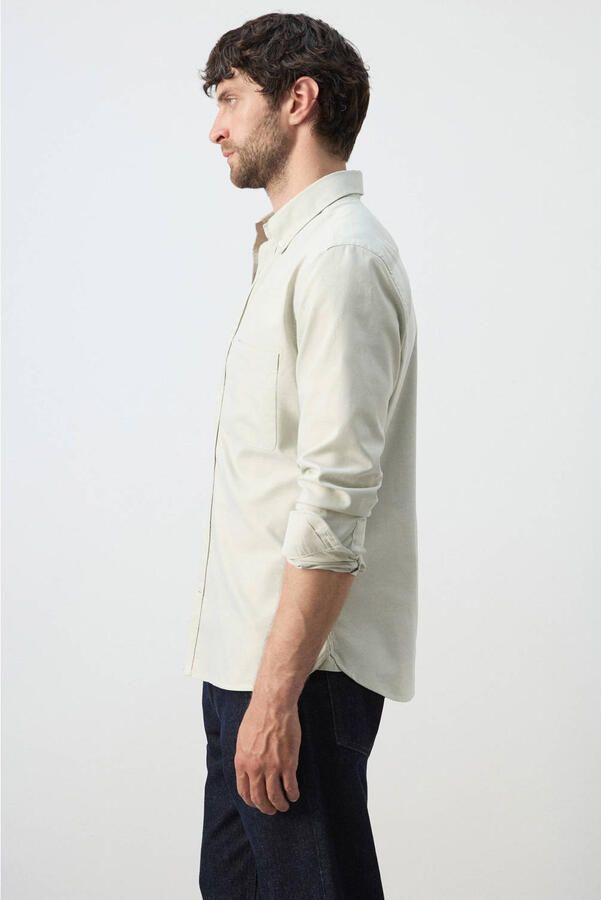 Mango Man regular casual overhemd groen - Foto 3