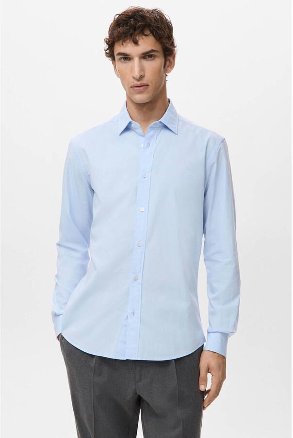 Mango Man Regular casual overhemd lichtblauw