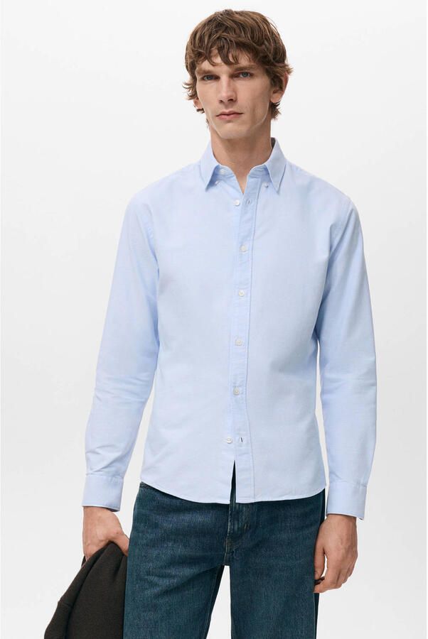 Mango Man Regular casual overhemd lichtblauw