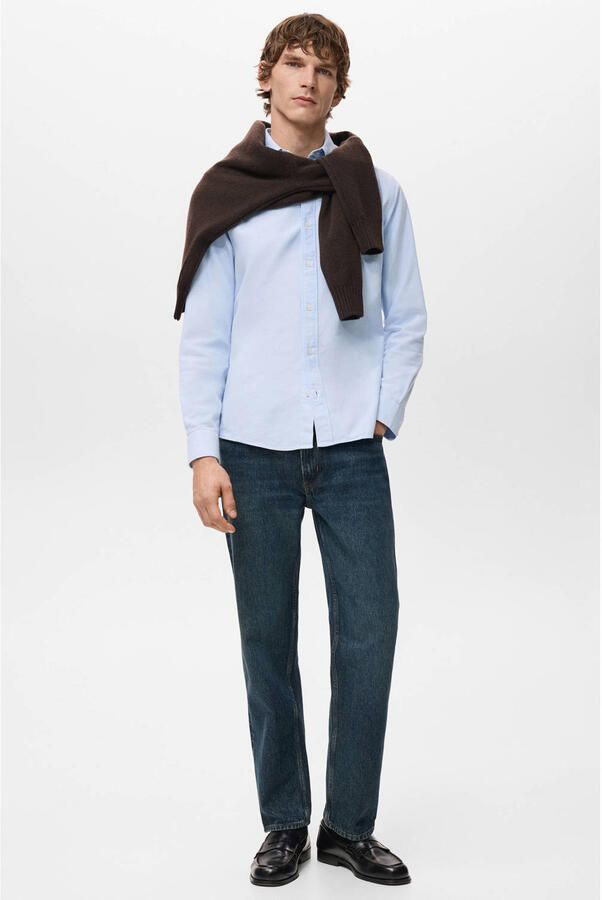 Mango Man Regular casual overhemd lichtblauw - Foto 3