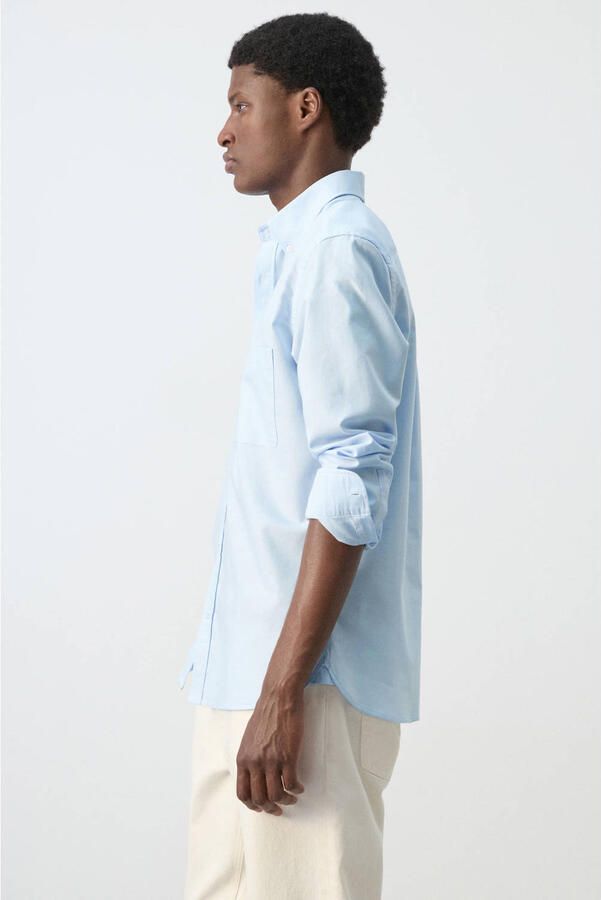 Mango Man regular casual overhemd lichtblauw - Foto 3