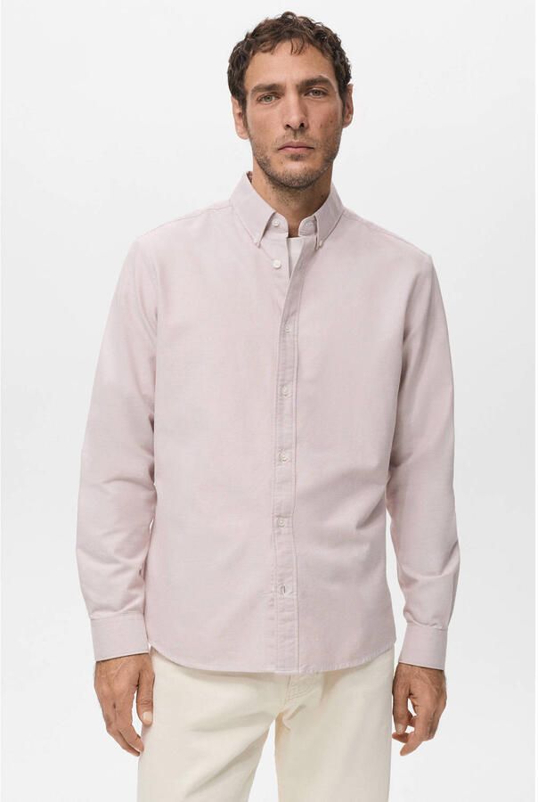 Mango Man Regular casual overhemd lichtroze
