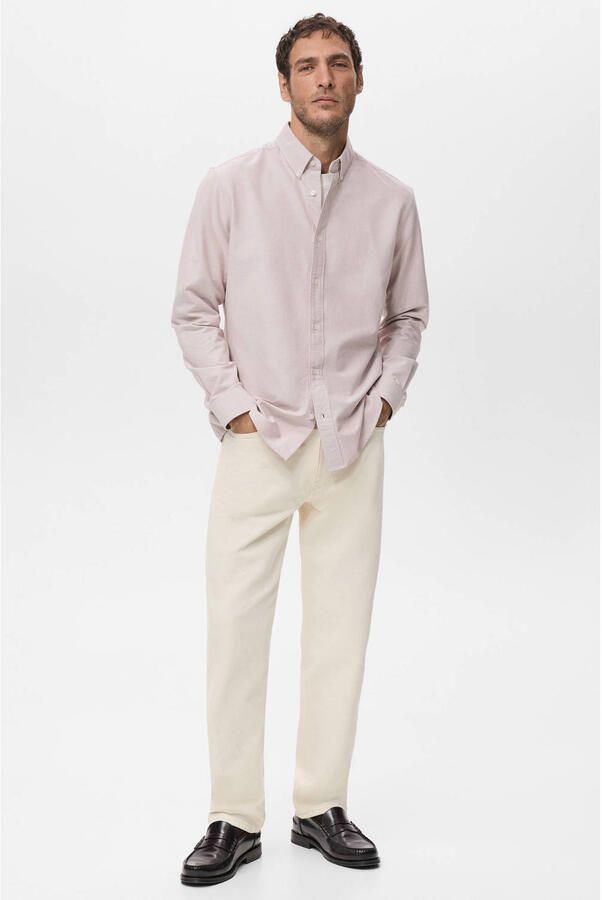 Mango Man Regular casual overhemd lichtroze - Foto 3