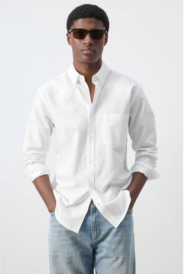 Mango Man regular casual overhemd wit