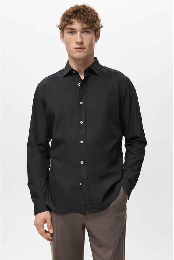 Mango Man Regular casual overhemd zwart