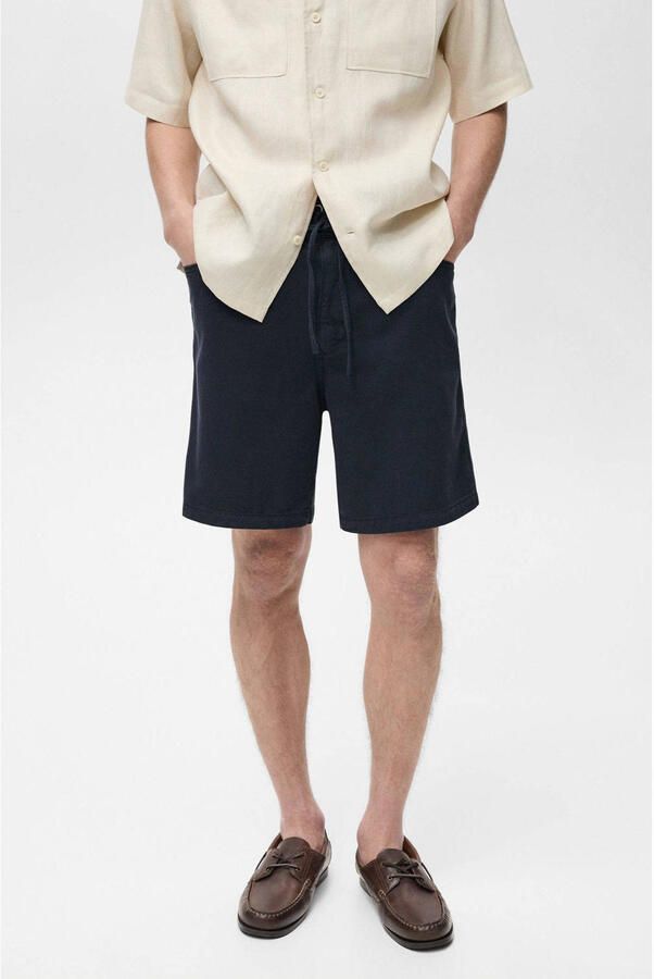 Mango Man regular casual short donkerblauw