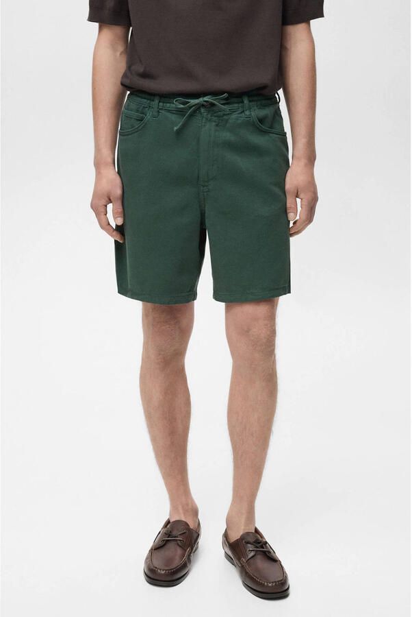 Mango Man regular casual short donkergroen