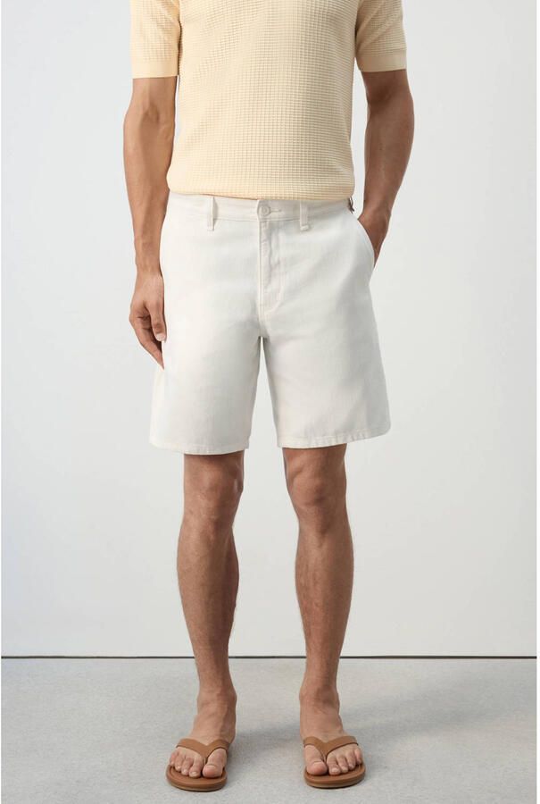 Mango Man regular fit bermuda short met linnen wit