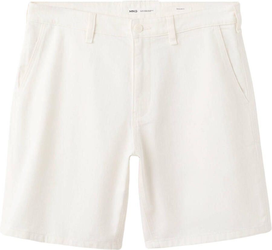 Mango Man regular fit bermuda short met linnen wit - Foto 2